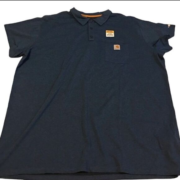 Carhartt Mens Navy Blue Polo Shirt size 2XL NWT - Picture 1 of 3